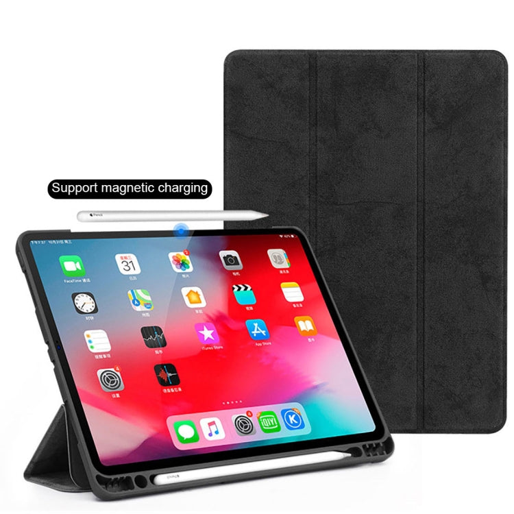 Horizontal Flip Leather Case with Pen Slot Three-folding Holder & Wake-up / Sleep Function for iPad Air 13 2024 / Pro 12.9 (2018)(Black)