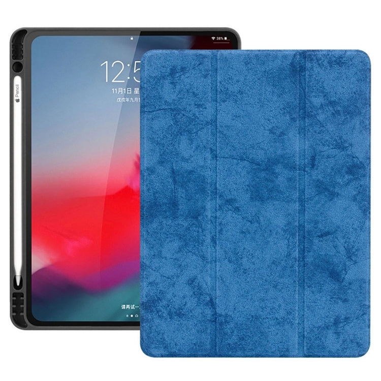 Horizontal Flip Leather Case with Pen Slot  Three-folding Holder & Wake-up / Sleep Function for iPad Air 13 2024 / Pro 12.9 (2018)(Blue)