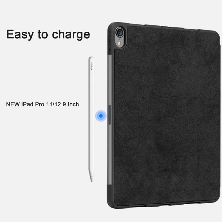 Horizontal Flip Leather Case with Pen Slot  Three-folding Holder & Wake-up / Sleep Function for iPad Air 13 2024 / Pro 12.9 (2018)(Blue)