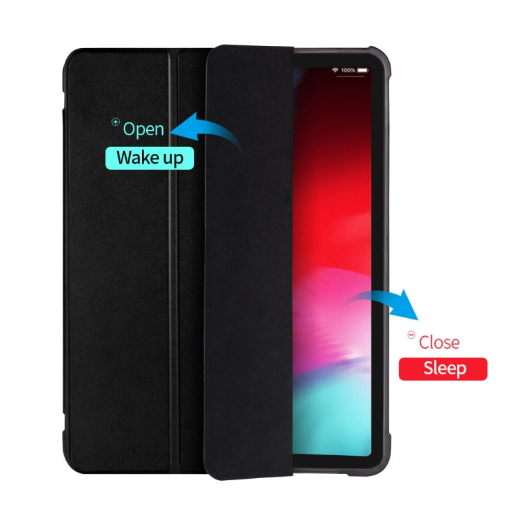 Three-folding Shockproof TPU Protective Case for iPad Pro 11 inch (2018) / (2020), with Holder & Pen Slot(Black)