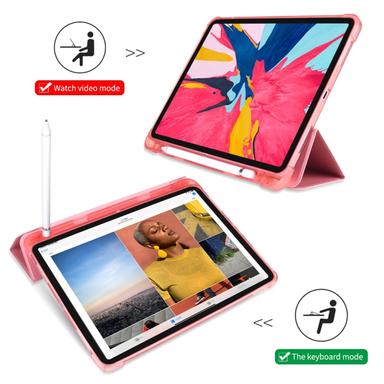 Three-folding Shockproof TPU Protective Case for iPad Pro 11 inch (2018) / (2020), with Holder & Pen Slot(Black)