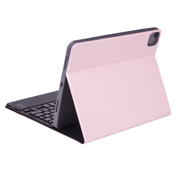 X-11BC Skin Plain Texture Detachable Bluetooth Keyboard Tablet Case for iPad Pro 11 inch 2020 / 2018, with Touchpad & Pen Slot(Pink)