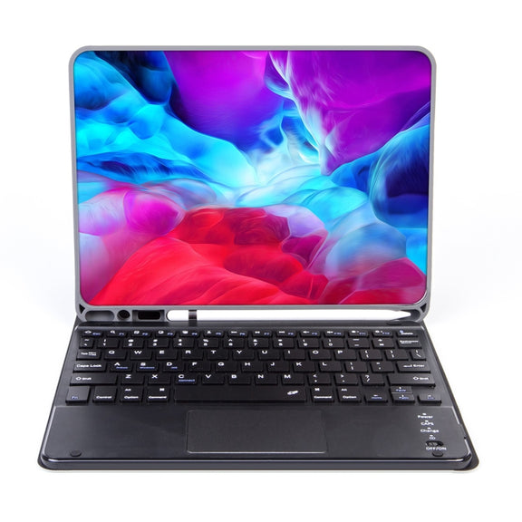 X-11BC Skin Plain Texture Detachable Bluetooth Keyboard Tablet Case for iPad Pro 11 inch 2020 / 2018, with Touchpad & Pen Slot(Blue)