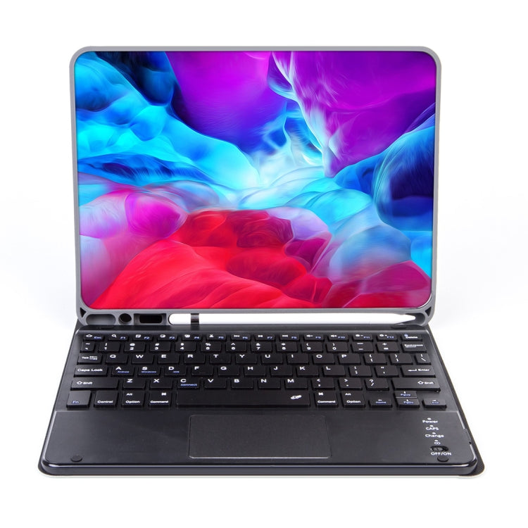 X-11BC Skin Plain Texture Detachable Bluetooth Keyboard Tablet Case for iPad Pro 11 inch 2020 / 2018, with Touchpad & Pen Slot(Blue)