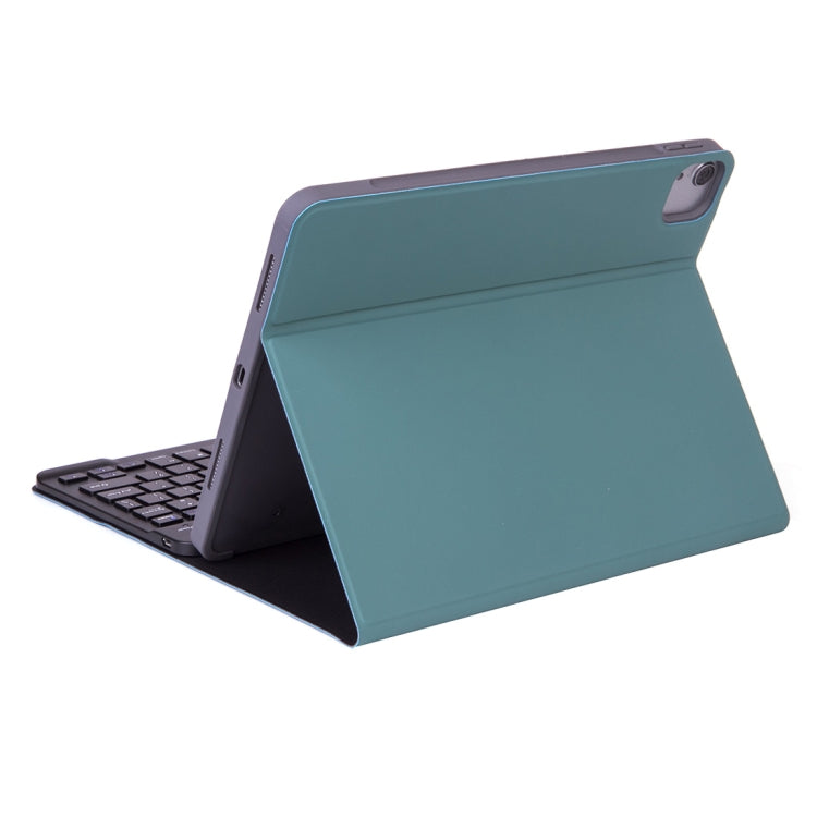X-11B Skin Plain Texture Detachable Bluetooth Keyboard Tablet Case for iPad Pro 11 inch 2020 / 2018, with Pen Slot (Dark Green)
