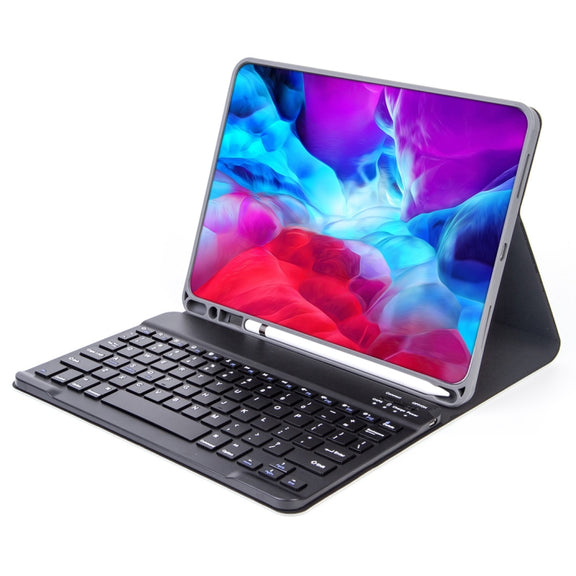 X-11B Skin Plain Texture Detachable Bluetooth Keyboard Tablet Case for iPad Pro 11 inch 2020 / 2018, with Pen Slot (Blue)