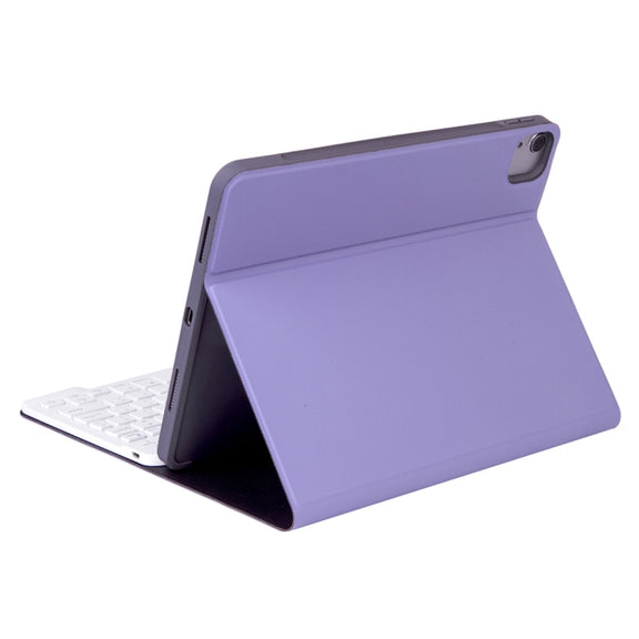 X-11B Skin Plain Texture Detachable Bluetooth Keyboard Tablet Case for iPad Pro 11 inch 2020 / 2018, with Pen Slot (Light Purple)