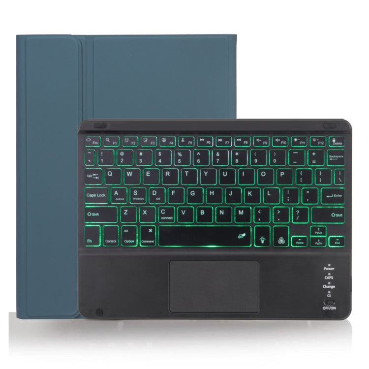 X-11BCS Skin Plain Texture Detachable Bluetooth Keyboard Tablet Case for iPad Pro 11 inch 2020 / 2018, with Touchpad & Pen Slot & Backlight (Dark Green)