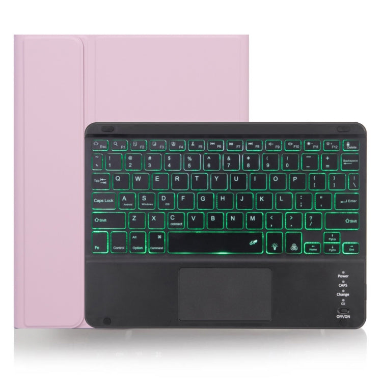 X-11BCS Skin Plain Texture Detachable Bluetooth Keyboard Tablet Case for iPad Pro 11 inch 2020 / 2018, with Touchpad & Pen Slot & Backlight (Pink)