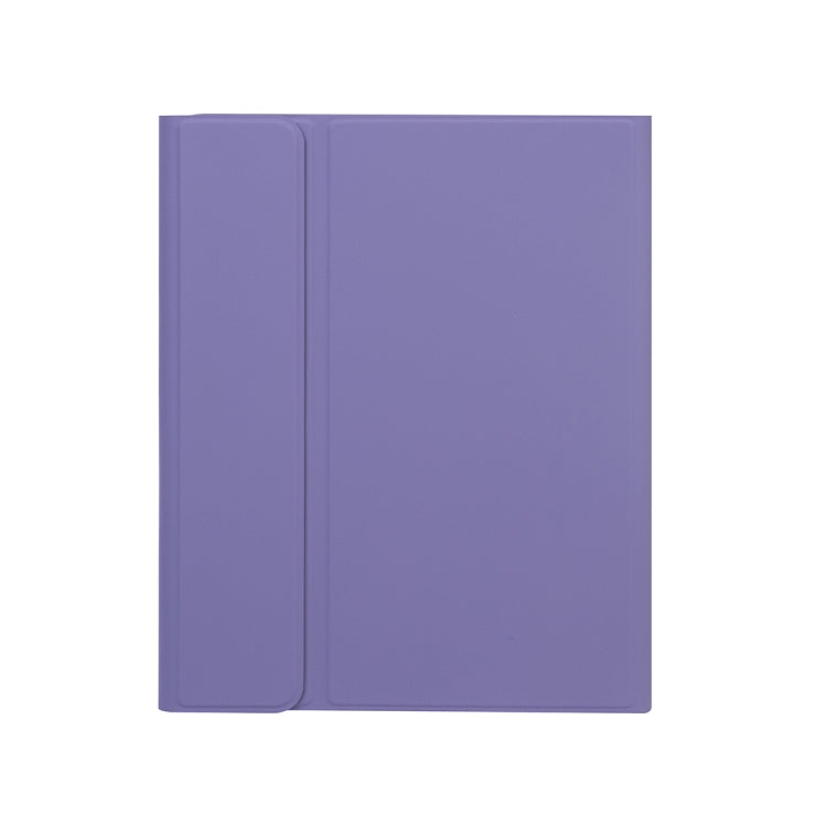 X-11BCS Skin Plain Texture Detachable Bluetooth Keyboard Tablet Case for iPad Pro 11 inch 2020 / 2018, with Touchpad & Pen Slot & Backlight (Light Purple)
