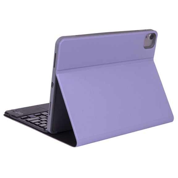 X-11BCS Skin Plain Texture Detachable Bluetooth Keyboard Tablet Case for iPad Pro 11 inch 2020 / 2018, with Touchpad & Pen Slot & Backlight (Light Purple)