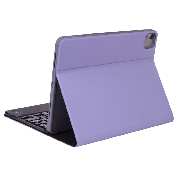X-11BCS Skin Plain Texture Detachable Bluetooth Keyboard Tablet Case for iPad Pro 11 inch 2020 / 2018, with Touchpad & Pen Slot & Backlight (Light Purple)
