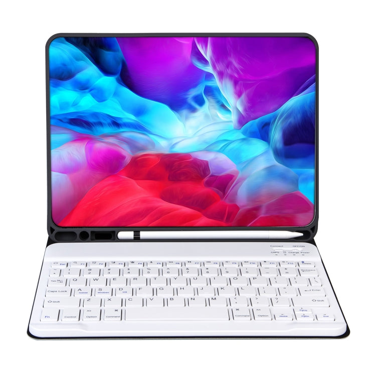X-11BS Skin Plain Texture Detachable Bluetooth Keyboard Tablet Case for iPad Pro 11 inch 2020 / 2018, with Pen Slot & Backlight (Black)