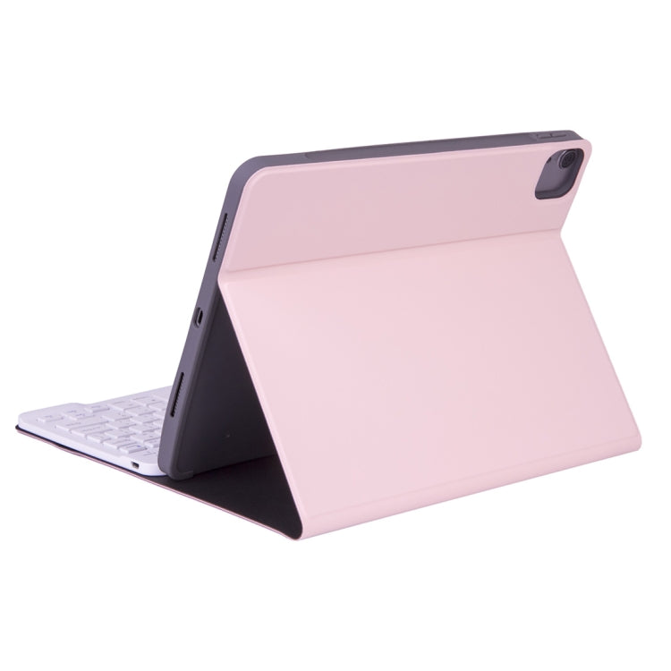 X-11BS Skin Plain Texture Detachable Bluetooth Keyboard Tablet Case for iPad Pro 11 inch 2020 / 2018, with Pen Slot & Backlight (Pink)