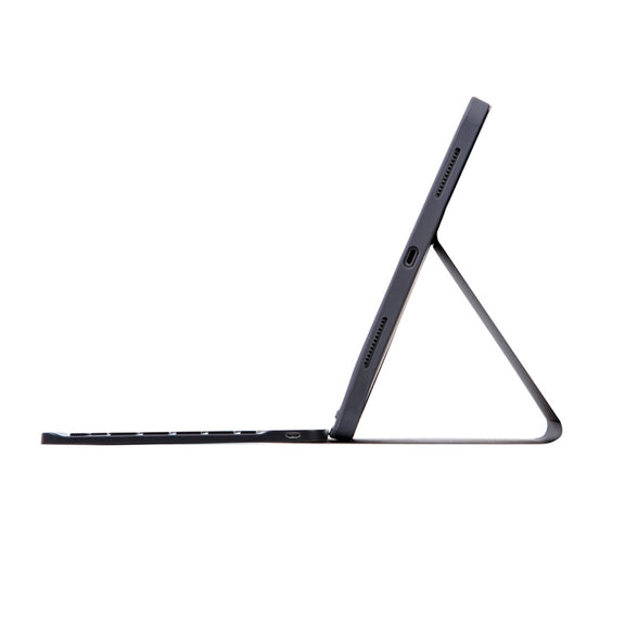 X-11BS Skin Plain Texture Detachable Bluetooth Keyboard Tablet Case for iPad Pro 11 inch 2020 / 2018, with Pen Slot & Backlight (Black)