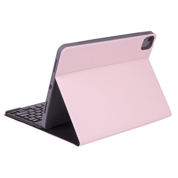 X-11BS Skin Plain Texture Detachable Bluetooth Keyboard Tablet Case for iPad Pro 11 inch 2020 / 2018, with Pen Slot & Backlight (Pink)