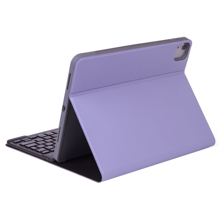 X-11BS Skin Plain Texture Detachable Bluetooth Keyboard Tablet Case for iPad Pro 11 inch 2020 / 2018, with Pen Slot & Backlight (Light Purple)