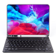 X-11BS Skin Plain Texture Detachable Bluetooth Keyboard Tablet Case for iPad Pro 11 inch 2020 / 2018, with Pen Slot & Backlight (Blue)