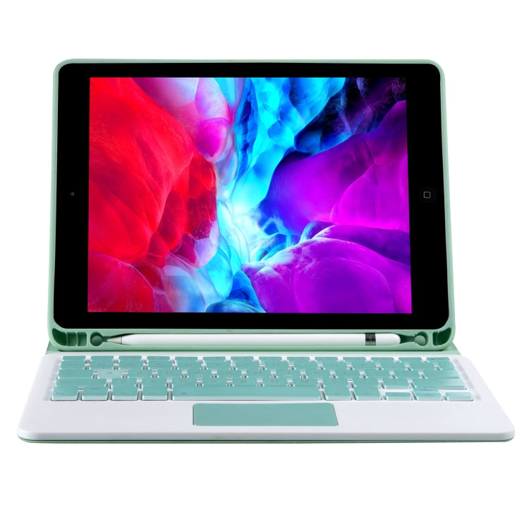 YT11B-A Detachable Candy Color Bluetooth Keyboard Leather Tablet Case with Touch Pad & Pen Slot & Holder for iPad Pro 11 2022 / 2021 / Air 5 / Air 4 (Light Green)
