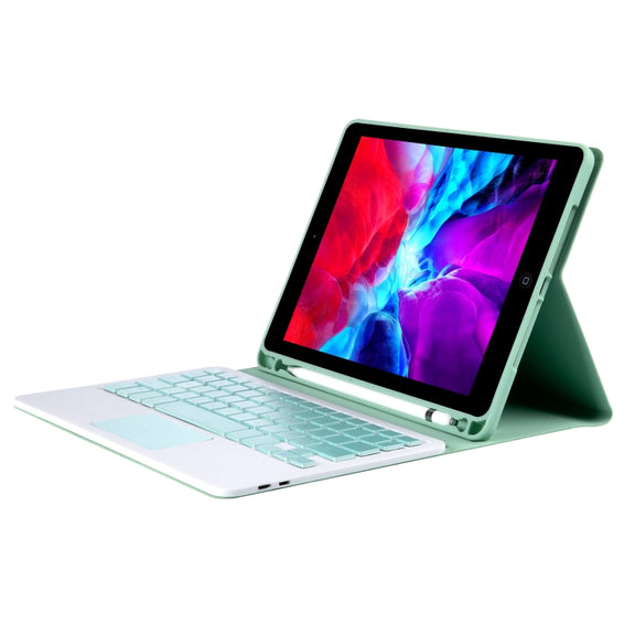 YT11B-A Detachable Candy Color Bluetooth Keyboard Leather Tablet Case with Touch Pad & Pen Slot & Holder for iPad Pro 11 2022 / 2021 / Air 5 / Air 4 (Light Green)