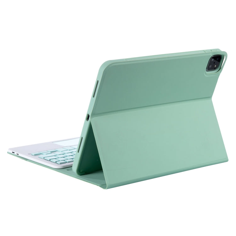 YT11B-A Detachable Candy Color Bluetooth Keyboard Leather Tablet Case with Touch Pad & Pen Slot & Holder for iPad Pro 11 2022 / 2021 / Air 5 / Air 4 (Light Green)