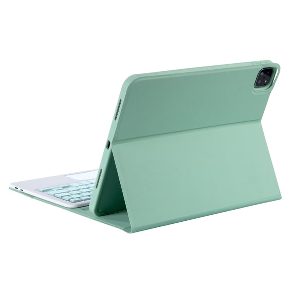 YT11B-A Detachable Candy Color Bluetooth Keyboard Leather Tablet Case with Touch Pad & Pen Slot & Holder for iPad Pro 11 2022 / 2021 / Air 5 / Air 4 (Light Green)
