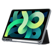 Mutural YASHI Series TPU + PU Cloth Pattern Texture Horizontal Flip Leather Case with Three-folding Holder & Pen Slot & Wake-up / Sleep Function For iPad Air 2022 / 2020 10.9(Black)