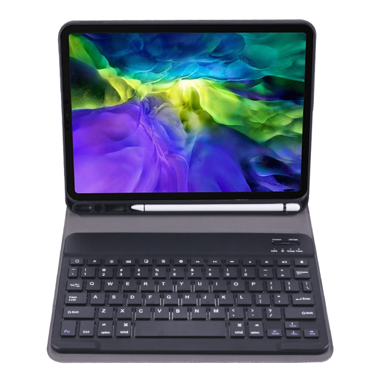 A11B Bluetooth 3.0 Ultra-thin ABS Detachable Bluetooth Keyboard Leather Tablet Case with Holder & Pen Slot for iPad Pro 11 2022 / 2021 / Air 5 / Air 4 (Black)