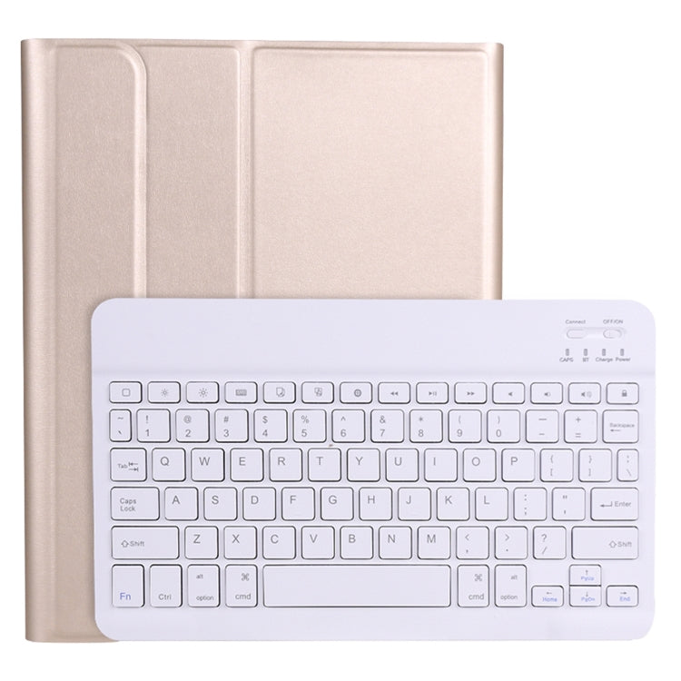 A11B Bluetooth 3.0 Ultra-thin ABS Detachable Bluetooth Keyboard Leather Tablet Case with Holder & Pen Slot for iPad Pro 11 2022 / 2021 / Air 5 / Air 4 (Gold)
