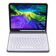 A11B Bluetooth 3.0 Ultra-thin ABS Detachable Bluetooth Keyboard Leather Tablet Case with Holder & Pen Slot for iPad Pro 11 2022 / 2021 / Air 5 / Air 4 (Gold)