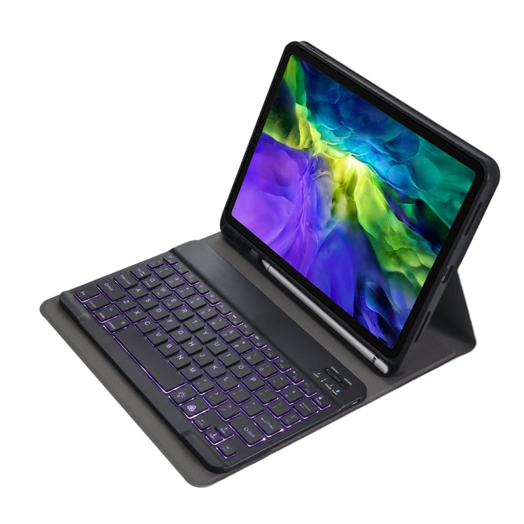A11BS Ultra-thin ABS Detachable Bluetooth Keyboard Tablet Case with Backlight & Pen Slot & Holder for iPad Pro 11 2022 / 2021 / Air 5 / Air 4 (Black)