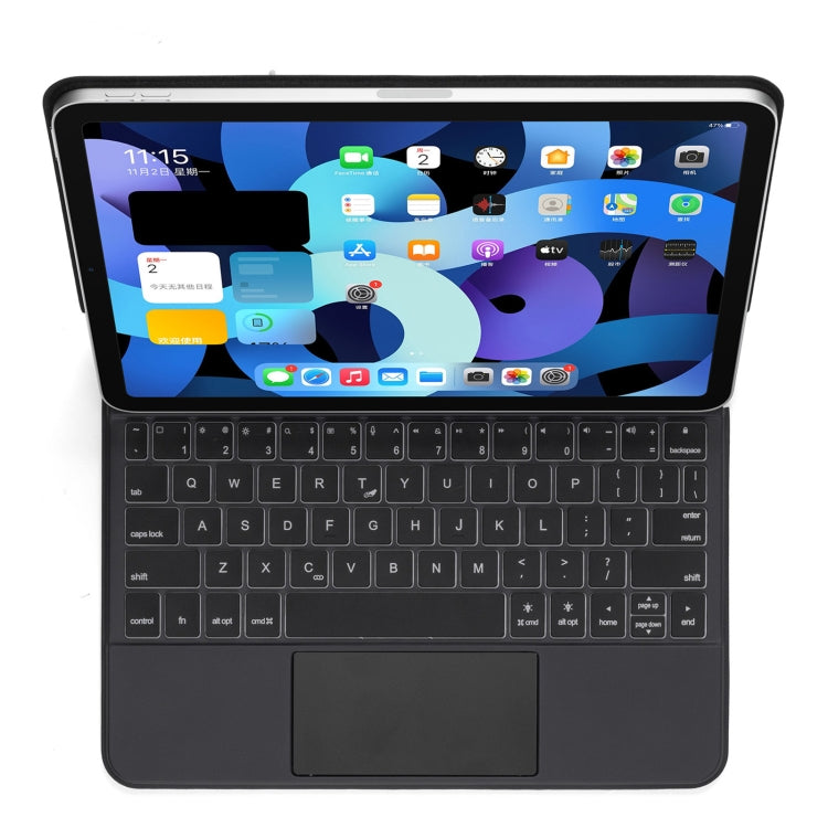 P109 Pro Ultra-thin Detachable Bluetooth Keyboard Leather Tablet Case with Touchpad & White Backlight for iPad Pro 11 inch 2021 / 2020 / 2018 & iPad Air 2020 10.9(Black)