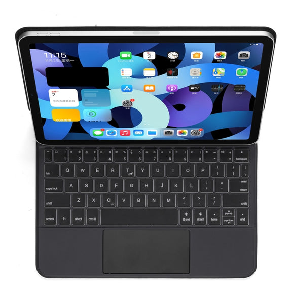P109 Pro Ultra-thin Detachable Bluetooth Keyboard Leather Tablet Case with Touchpad & White Backlight for iPad Pro 11 inch 2021 / 2020 / 2018 & iPad Air 2020 10.9(Black)