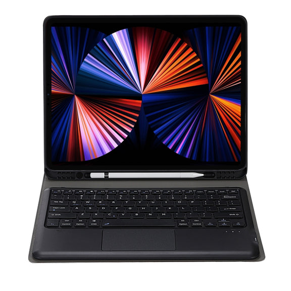A12B-A Ultra-thin ABS Detachable Bluetooth Keyboard Tablet Case with Touchpad & Pen Slot & Holder for iPad Air 13 2024 / 2025 / Pro 12.9 2021 (Dark Blue)