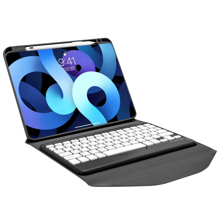 Z098B Pen Slot Bluetooth Keyboard Leather Tablet Case For iPad Air 2022/2020 (Black)