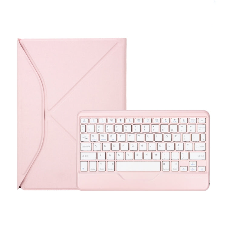 Z098B Pen Slot Bluetooth Keyboard Leather Tablet Case For iPad Air 11 2025/2024/2022/2020 (Pink)