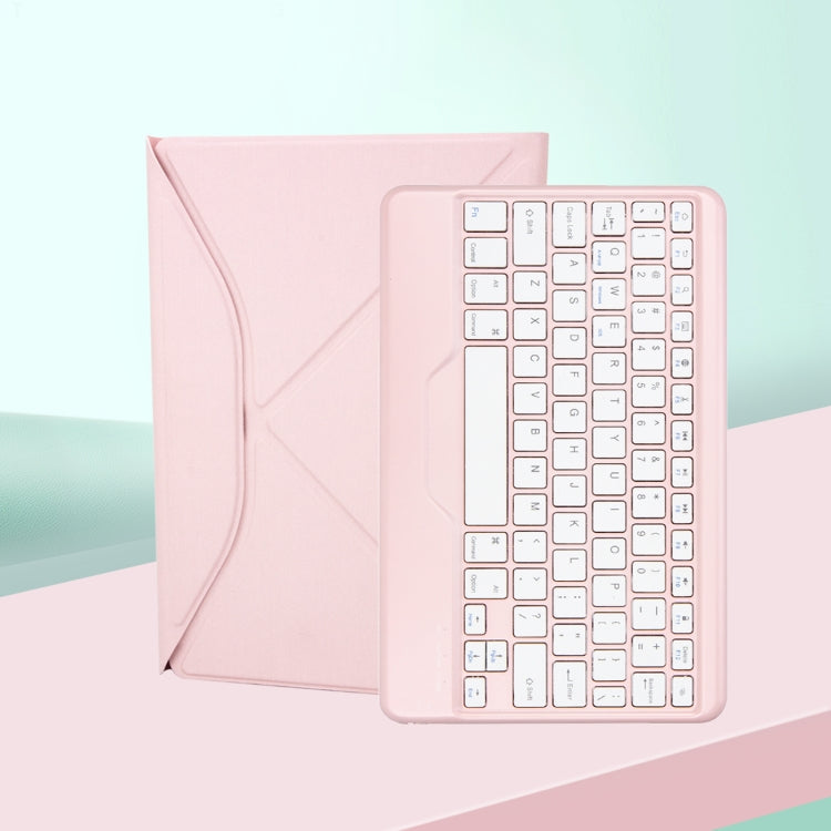 Z098B Pen Slot Bluetooth Keyboard Leather Tablet Case For iPad Air 11 2025/2024/2022/2020 (Pink)