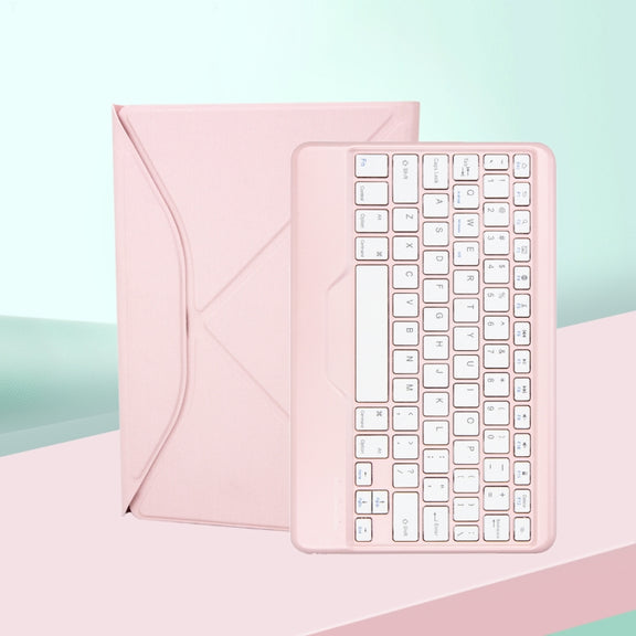 Z098B Pen Slot Bluetooth Keyboard Leather Tablet Case For iPad Air 11 2025/2024/2022/2020 (Pink)