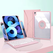 Z098B Pen Slot Bluetooth Keyboard Leather Tablet Case For iPad Air 11 2025/2024/2022/2020 (Pink)
