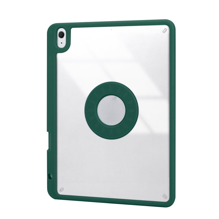 Z098B Pen Slot Bluetooth Keyboard Leather Tablet Case For iPad Air 11 2025/2024/2022/2020 (Green)