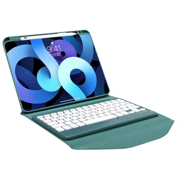 Z098B Pen Slot Bluetooth Keyboard Leather Tablet Case For iPad Air 11 2025/2024/2022/2020 (Green)