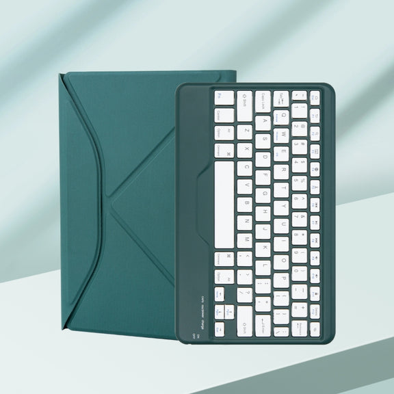 Z098B Pen Slot Bluetooth Keyboard Leather Tablet Case For iPad Air 11 2025/2024/2022/2020 (Green)