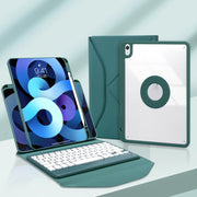 Z098B Pen Slot Bluetooth Keyboard Leather Tablet Case For iPad Air 11 2025/2024/2022/2020 (Green)