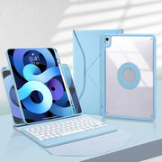 Z098B Pen Slot Bluetooth Keyboard Leather Tablet Case For iPad Air 2022/2020 (Sky Blue)