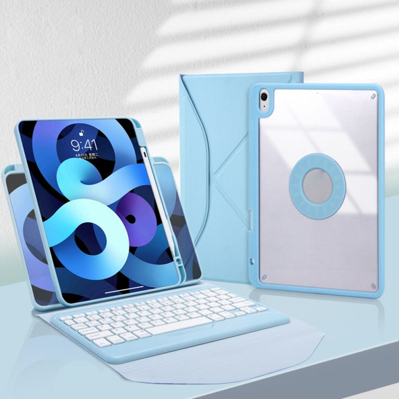 Z098B Pen Slot Bluetooth Keyboard Leather Tablet Case For iPad Air 2022/2020 (Sky Blue)