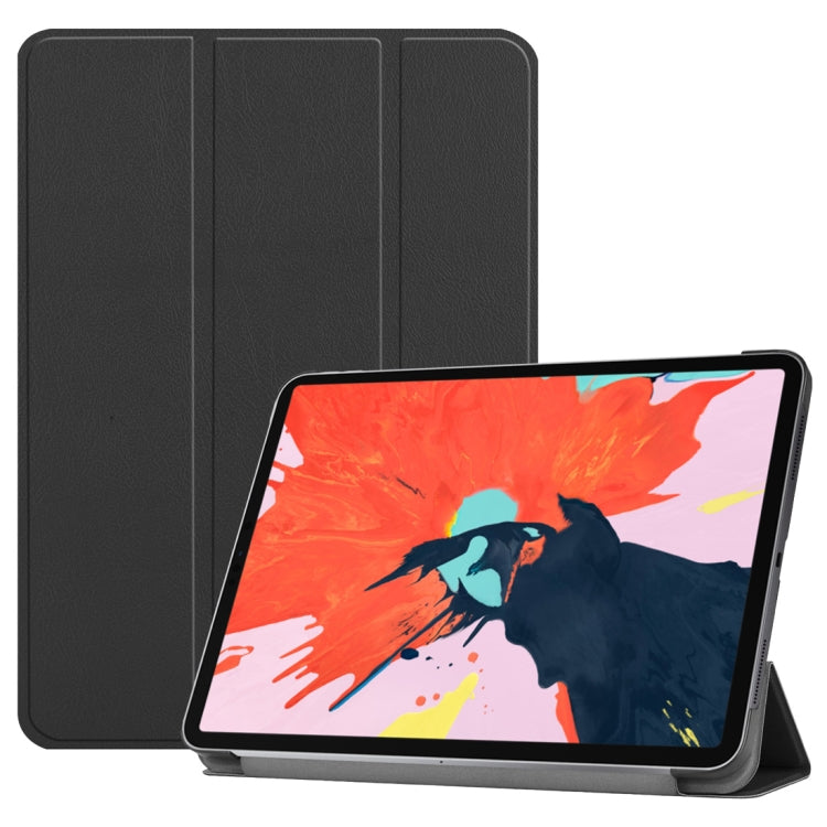 Custer Texture Horizontal Flip PU Leather Case for iPad Air 13 2024 / iPad Pro 12.9 inch (2018), with Three-folding Holder & Sleep / Wake-up Function(Black)