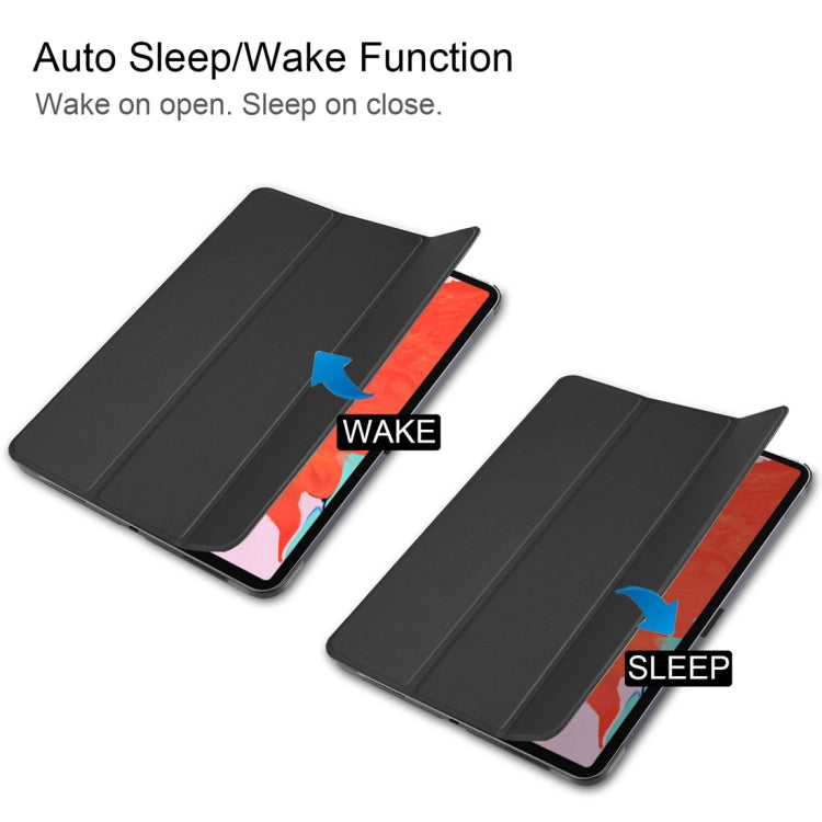 Custer Texture Horizontal Flip PU Leather Case for iPad Air 13 2024 / iPad Pro 12.9 inch (2018), with Three-folding Holder & Sleep / Wake-up Function(Black)