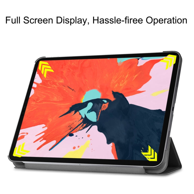 Custer Texture Horizontal Flip PU Leather Case for iPad Air 13 2024 / iPad Pro 12.9 inch (2018), with Three-folding Holder & Sleep / Wake-up Function(Black)