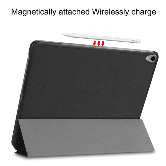 Custer Texture Horizontal Flip PU Leather Case for iPad Air 13 2024 / iPad Pro 12.9 inch (2018), with Three-folding Holder & Sleep / Wake-up Function(Black)