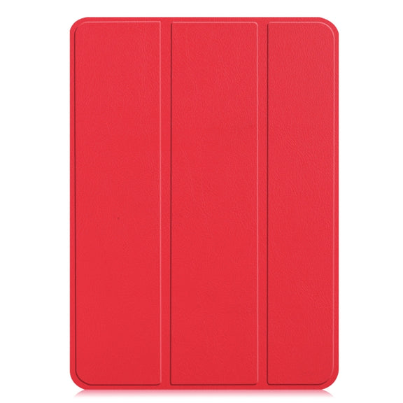 Custer Texture Horizontal Flip PU Leather Case for iPad Air 13 2024 / iPad Pro 12.9 inch (2018), with Three-folding Holder & Sleep / Wake-up Function(Red)